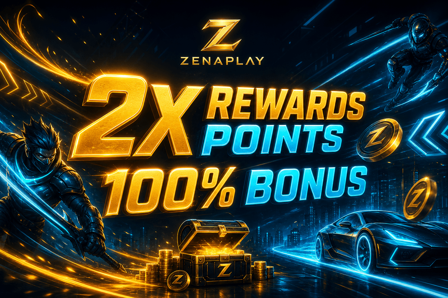 ZENAPLAY 2X rewards bonus with treasure chest